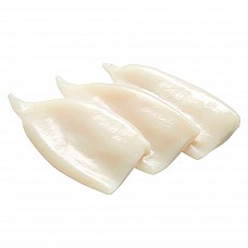 Squid tubes skin-less, cleaned U10, 1kg, 25%
