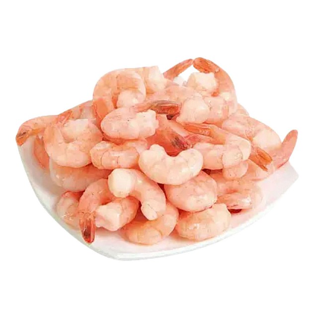 Креветки тигровые вареные, очищенные, с хвостом 26/30, 1кг, 25%