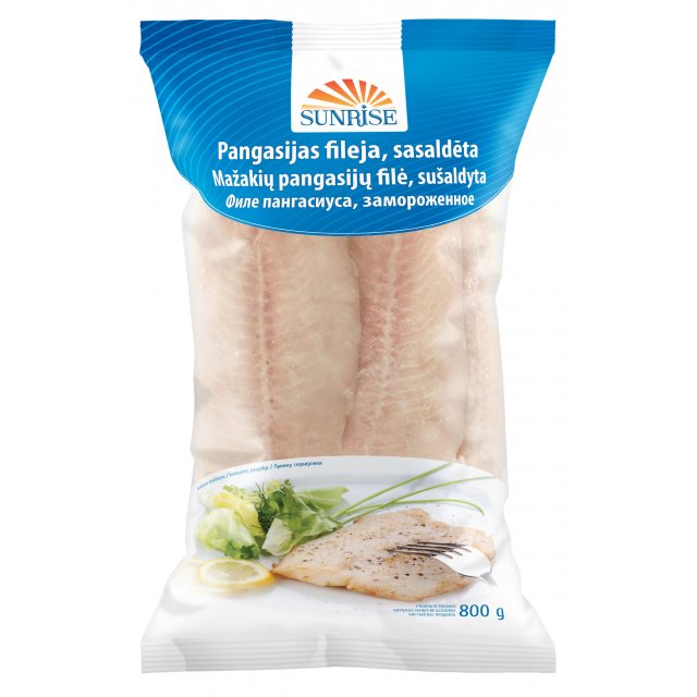 Pangasijas fileja b/ā  Sunrise (10x1kg) , 20% Vjetnama (tīrsvars 800gr)