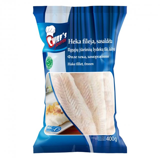 Ilgųjų jūrinių lydekų filė be odos "Chief Favorite", 400g, glazūruota, šaldyta