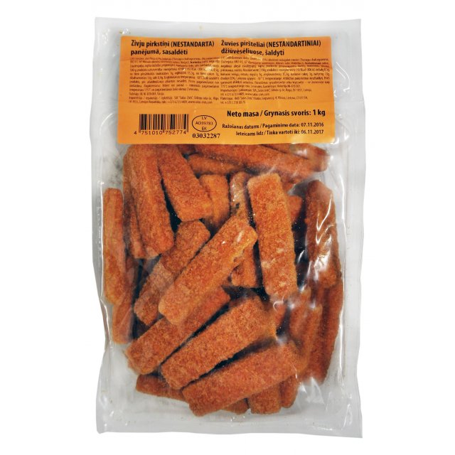 Balto zivju filejas pirkstiņi, 30 gr/gb, (65% fileja), 1kg