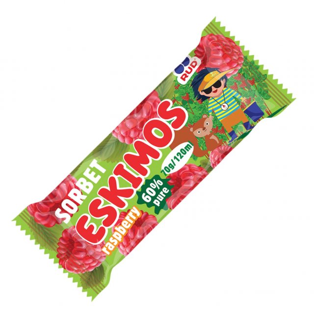 Šerbetas su aviečių skoniu „ESKIMOS“, 70g/120ml