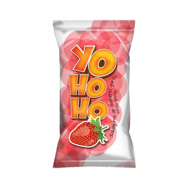 Braškių ledai vafliniame puodelyje "YOHOHO", 65g/120ml