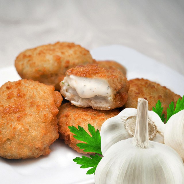 Balto zivju filejas MINI ar ķiploku mērci 50 g/gb, (40% fileja), 5kg kaste