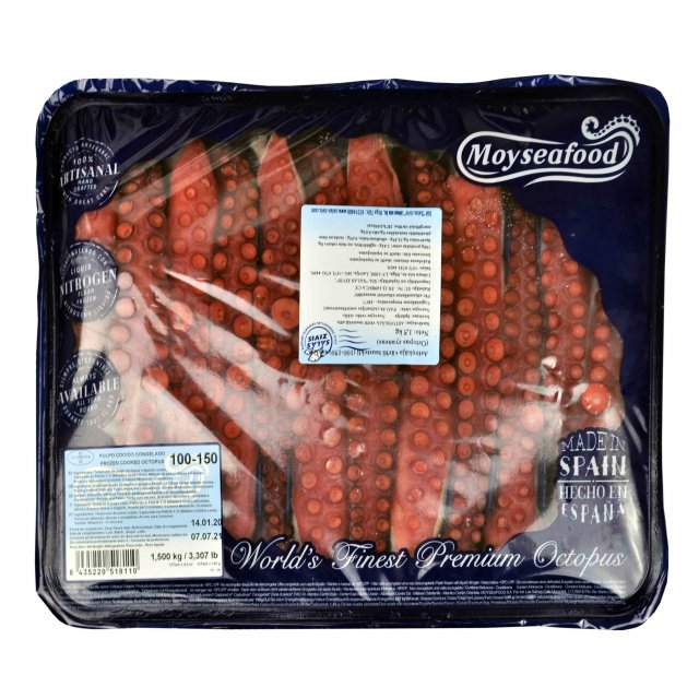 Aštuonkojų čiuptuvai 100-150g*12vnt, virti, 4*1,5kg, šaldyti