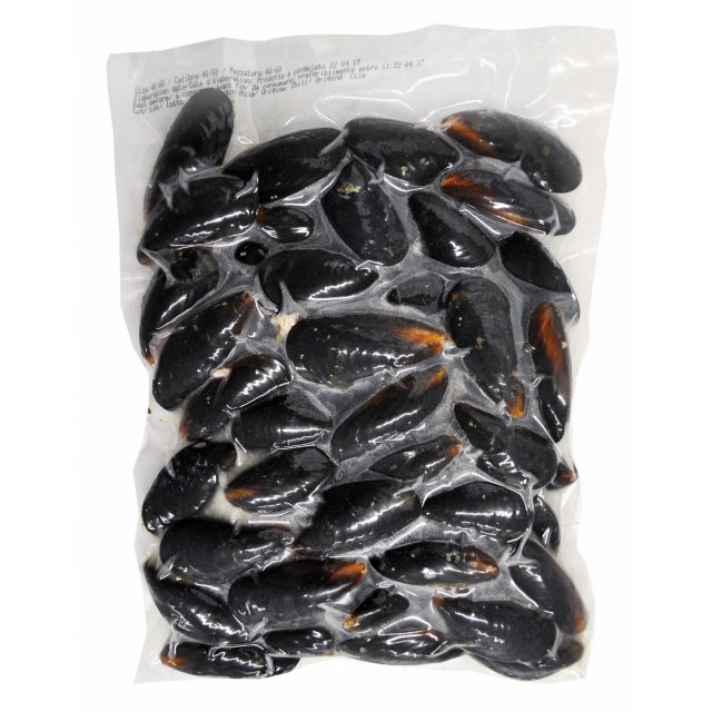 Whole-shell cooked blue mussels 40/60, 1kg, Pacific Gold