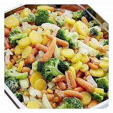 Cepti dārzeņi ar mērci (brokoļi, kolrābji, burkāni) 1.5kg/gab, Vācija
