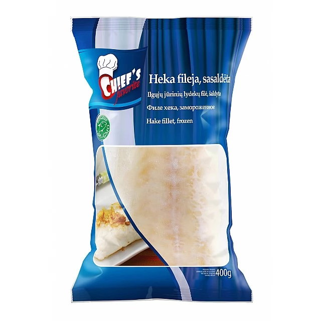 Hake fillets s/less (500gr Chiefs Favorite, China, 20% (dried weight 400gr)