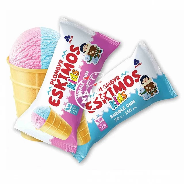 Saldējums "Eskimos Kids Bubble Gum" ar košļājamās gumijas garšu 30x70g/150ml