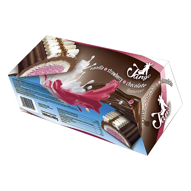 Ice cream TANGO log chocolate- vanilla- strawberry  (1000ml)