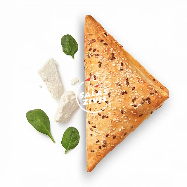 Triangular puff pastry pie with brined cheese and spinach, frozen, 96×0.05 kg, “Valesto”