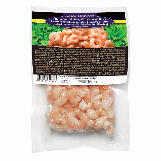 Coldwater prawns cooked, peeled 250/350 Norway (200g) 20% Royal Seafoods
