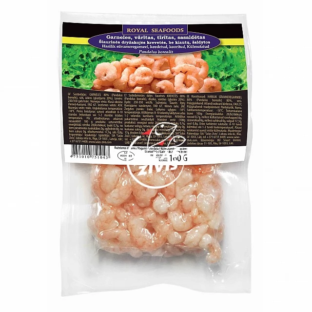 Garneles, ziemeļu,tīr.,vār.250/350Norvēģija(200g)(tīrsv.160g) Royal Seafoods