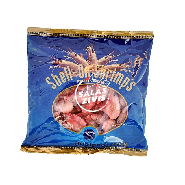 Креветки северные, с головой, целые, вареные 90/120, 500г, 35%