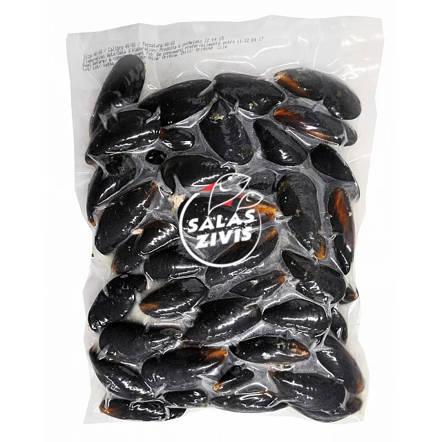 Mīdijas gliemežvākos, vārītas savā sulā 40/60 Čīle (1kg) Pacific Gold